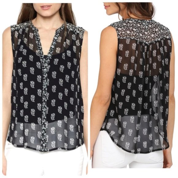 Joie Tops - Joie Finnegan Floral Silk Sheer Blouse size XS